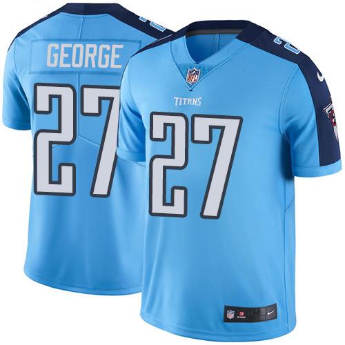 Nike Titans #27 Eddie George Light Blue Men's Stitched NFL Limited Rush Jersey